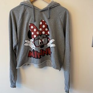 Disney Minnie Mouse Cropped Hooded Sweatshirt